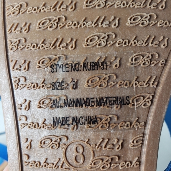 Breckelles Blue Open Toe Slip-On Zip Sandals Sz 8 - Picture 10 of 10